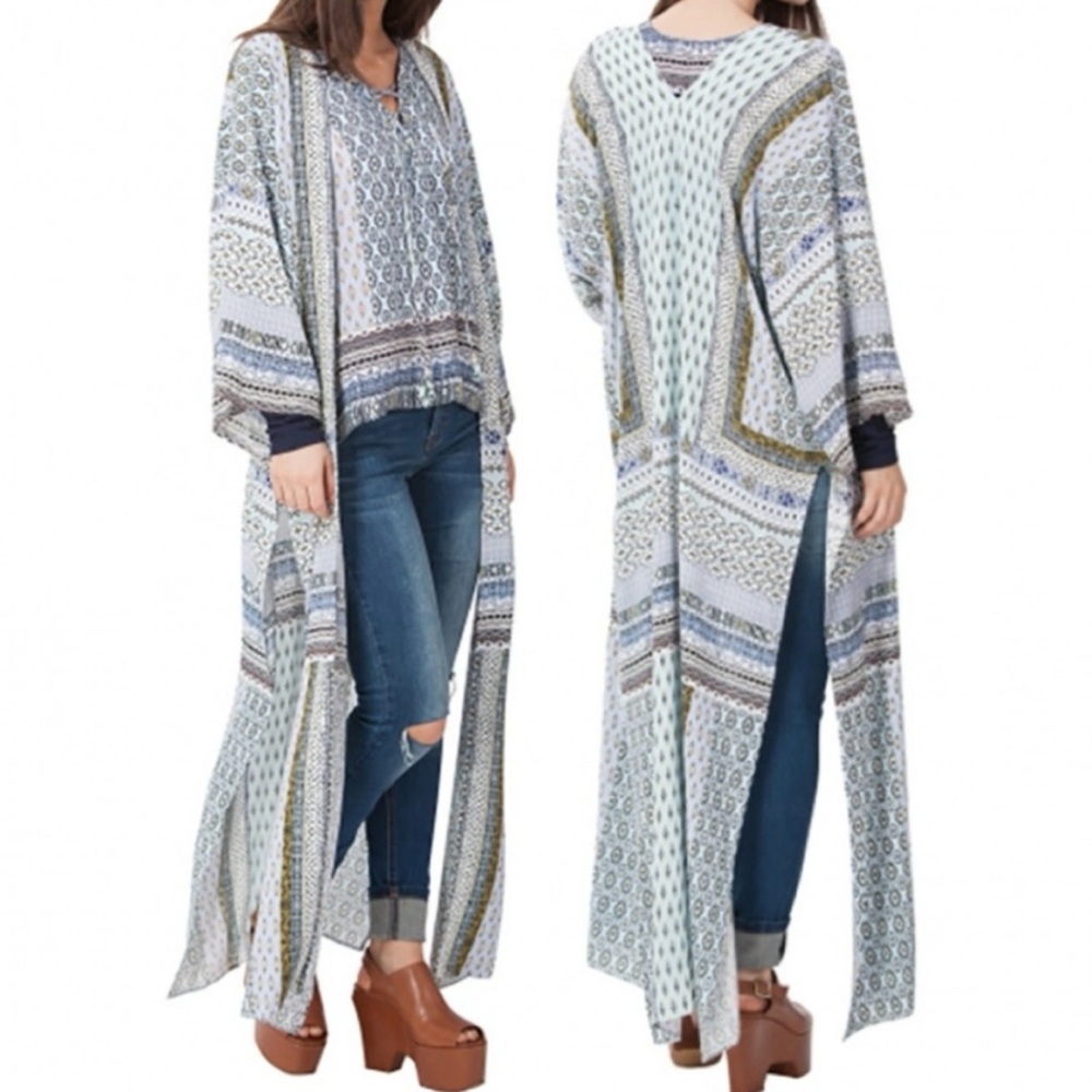 Hale‎ Bob Kimono Open Front Maxi Duster Size Small